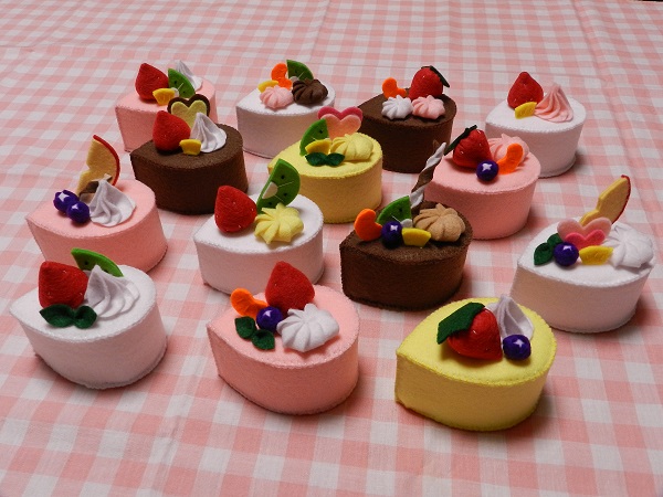 フェルト ままごと 【ケーキ3個セット】